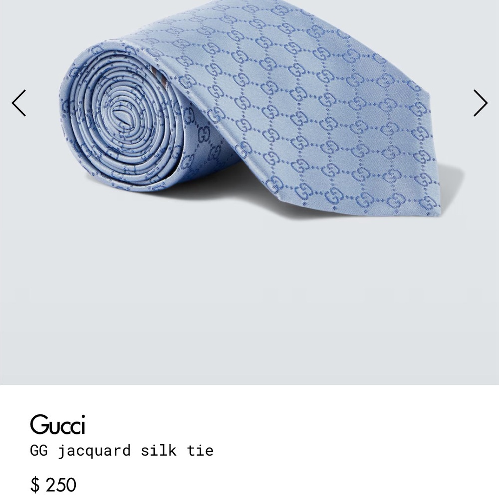 Gucci Light Blue Monogram Men's Tie - Picture 4 of 7